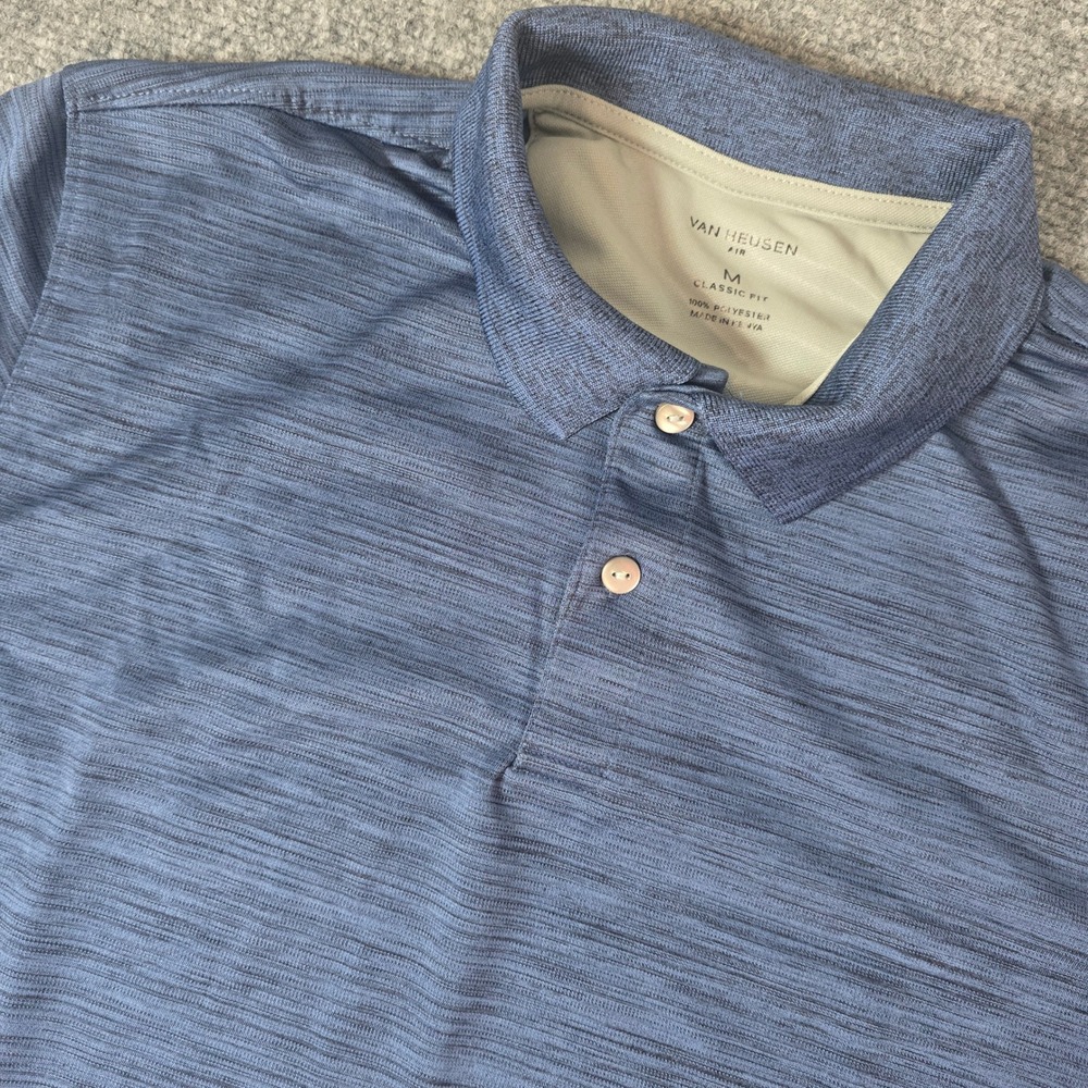 Van Heusen AIR Blue Heather Polo Shirt Men's Size M Classic‎ Fit